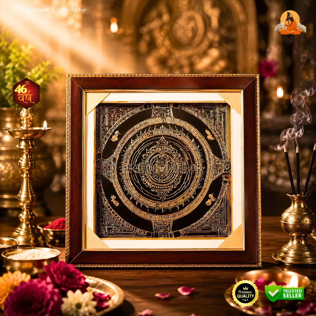 Dhan Aakarshan Mahayantra on the ashram puja table