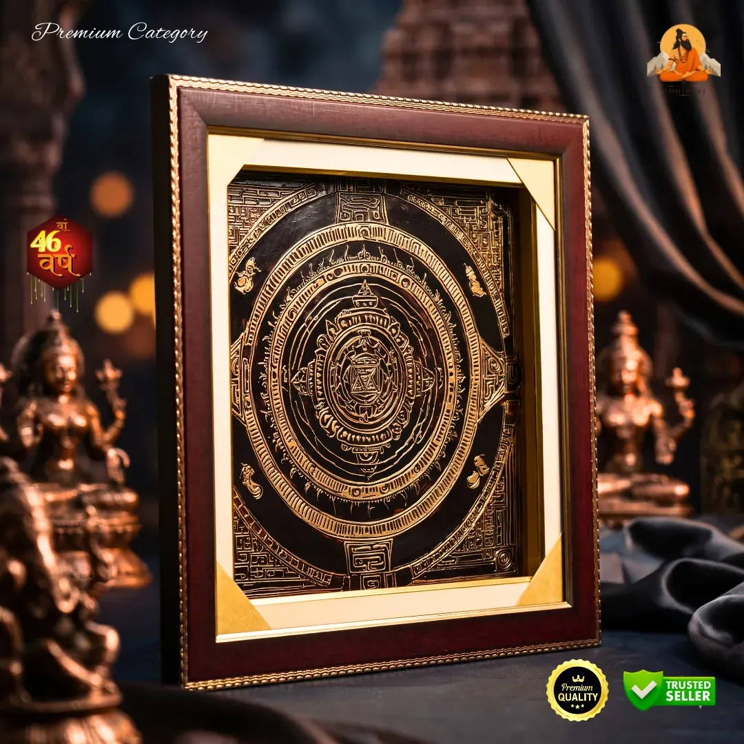Dhan Aakarshan Mahayantra with Lakshmi and ashram lamps