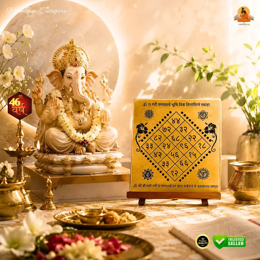 Ganesh yantra on desk corner