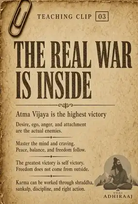 Teaching clip 03, The real war is inside, Atma Vijaya.