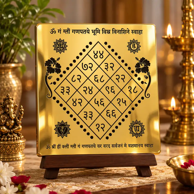 Shri Ganesh Chumbakiya Mahayantra, consecrated gold plate